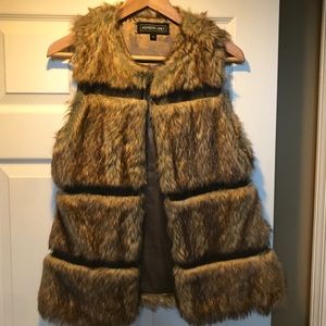 Faux fur members only vest